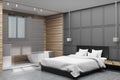 Gray and wooden bedroom corner Royalty Free Stock Photo