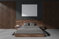 Gray and wooden bedroom with poster Royalty Free Stock Photo