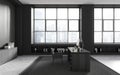 Gray and wooden CEO office interior, side view Royalty Free Stock Photo