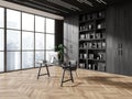 Gray and wooden CEO office interior Royalty Free Stock Photo