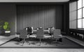 Gray and wooden meeting room interior Royalty Free Stock Photo