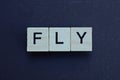 Gray word fly made of wooden square letters