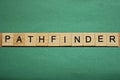 Gray word pathfinder from small wooden letters