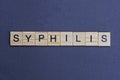 Gray word syphilis from small wooden letters