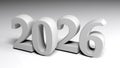 2026 gray write on gray background - 3D rendering illustration