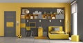 Gray and yellow kids room Royalty Free Stock Photo