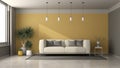 Gray and yellow living room with modern sofa