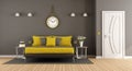 Gray and yellow modern master bedroom