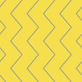 Gray zigzag lines on yellow background vector seamless pattern. Colors of the year 2021. Simple geometric background Royalty Free Stock Photo
