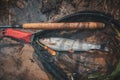 Grayling in clear river water. Fly fishing and tenkara