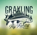 Grayling Fly Fishing Logo. The Lady of the River Royalty Free Stock Photo