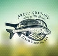 Grayling Fly Fishing Logo. The Lady of the River Royalty Free Stock Photo