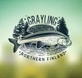 Grayling Fly Fishing Logo. The Lady of the River Royalty Free Stock Photo