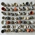 Grays, whites, terracotta, with some exhibiting intricate patterns Royalty Free Stock Photo