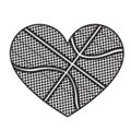 grayscale background of heart with texture of basketball ball