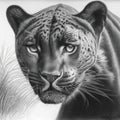 Grayscale Black Panther Portrait