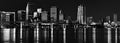 Grayscal cityscape of Miami, Florida at night