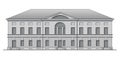 Grayscale classic facade of antique building. Historic house in linear style Royalty Free Stock Photo