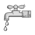 Grayscale clean metal faucet with water drops
