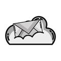 Grayscale cloud data with e-mail card message