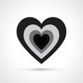 Concentric Hearts In Grayscale With Soft Shadow On White Background And Minimalist Design Royalty Free Stock Photo