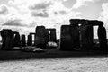 Grayscale of the famous Stonehenge in Salisbury, Wiltshire, England Royalty Free Stock Photo