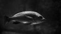 Grayscale of Girella fish swimming underwater Royalty Free Stock Photo