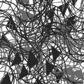 Grayscale / greyscale abstract art with deformation, distortion effect on random lines. Random, chaotic texture. Distress mix of