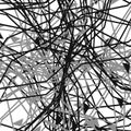 Grayscale / greyscale abstract art with deformation, distortion effect on random lines. Random, chaotic texture. Distress mix of