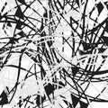 Grayscale / greyscale abstract art with deformation, distortion effect on random lines. Random, chaotic texture. Distress mix of