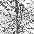 Grayscale / greyscale abstract art with deformation, distortion effect on random lines. Random, chaotic texture. Distress mix of