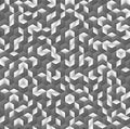 Grayscale hexagonal seamless vector pattern. Volumetric hexagon elements placed randomly. Royalty Free Stock Photo