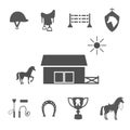 Grayscale Horse Icons on White Background Royalty Free Stock Photo