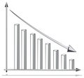 Grayscale Illustration of a Decreasing Bar Chart with a Downward Trend Arrow Royalty Free Stock Photo