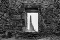 Grayscale image of the Carn Galver Mine ruin in Cornwall, England