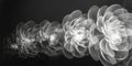 A grayscale image of multiple flowers made of smoke on a black background. AIG51A