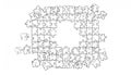 A grayscale jigsaw puzzle, mostly complete, forms a ring with a Royalty Free Stock Photo