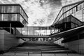 Grayscale of an office building complex in Aachen, Germany Royalty Free Stock Photo