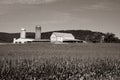 Grayscale of an old farm in Clear Spring, Maryland Royalty Free Stock Photo
