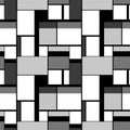 Grayscale painting in Piet Mondrian\'s style, seamless pattern Royalty Free Stock Photo