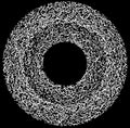 Grayscale random squares in circle formation abstract geometric element. Circle, circular mosaic