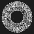 Grayscale random squares in circle formation abstract geometric element. Circle, circular mosaic