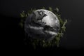 Planet Earth encircled by lush green foliage (Generative AI)