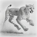 Grayscale Running Cheetah Royalty Free Stock Photo