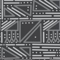 Grayscale seamless pattern with scandinavian geometric ornaments on isolated background. Background for holidays wallpaper, fabric