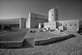 Grayscale shot of the Al-Rustaq fort in Oman