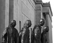 Grayscale shot of contemporary metal sculptures in  Nelson-Atkins Museum of art , Kansas, USA Royalty Free Stock Photo