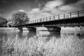 Grayscale shot of disused railway bridge in Spalding, UK