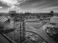 Grayscale shot of Finnieston crane on the banks of the river Clyde, Glasgow Royalty Free Stock Photo