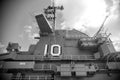 Grayscale shot of The flight deck of the USS Yorktown at Patriots Point, Mount Pleasant Royalty Free Stock Photo